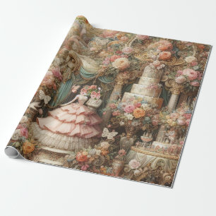 Vintager Maximalist Floral Wedding Decoupage Geschenkpapier