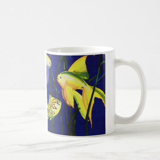 Vintager Meeresfisch, Extravagant Goldfish in Tank Kaffeetasse (Rechts)