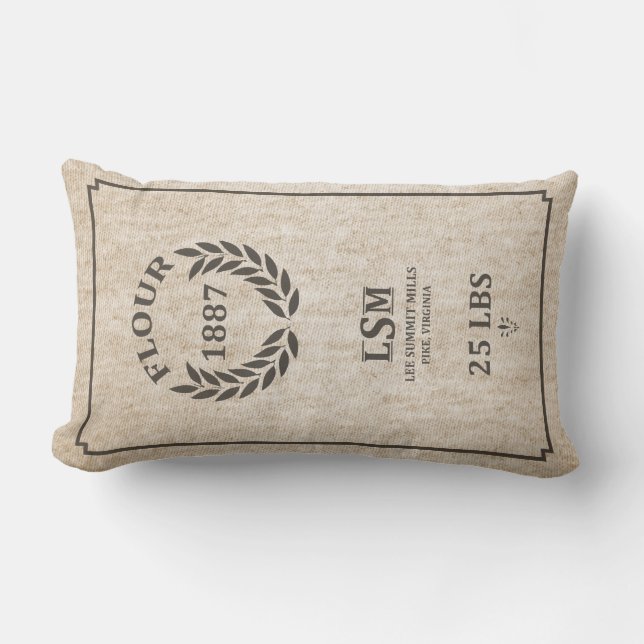 Vintager Mehl-Sack Lendenkissen (Vorderseite)