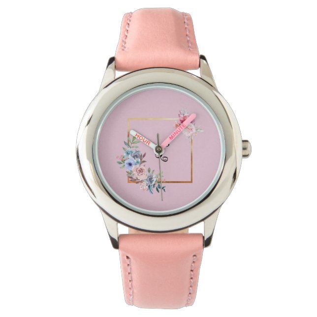 Vintager, mehrfarbiger Text für Blume Armbanduhr (Vorderseite)