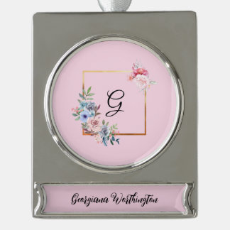 Vintager, mehrfarbiger Text für Blume Banner-Ornament Silber