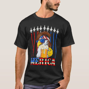 Vintager Merica Adler mit Bier 4. Juli Amerika T-Shirt