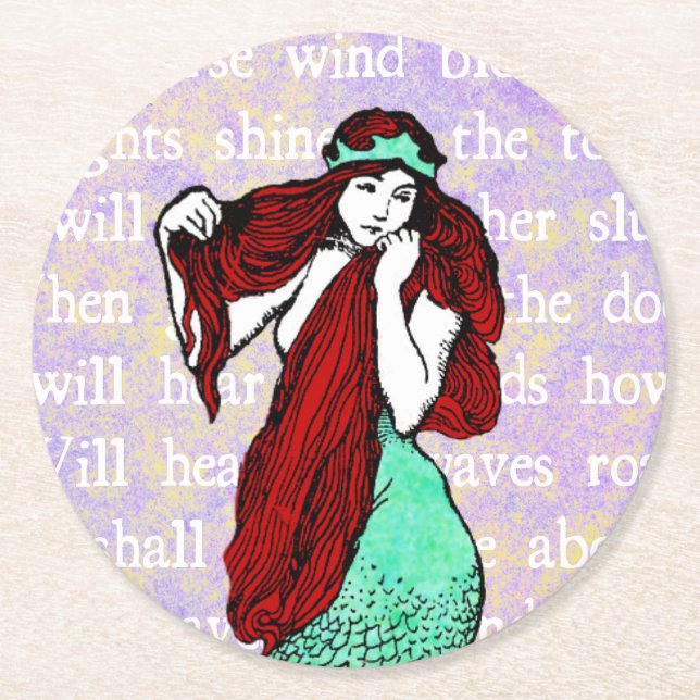 Vintager Mermaid Paper Untersetzer (Vorderseite)