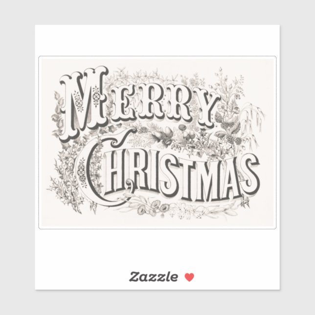 VINTAGER MERRY CHRISTMAS TRANSPARENT STICKER (Blatt)