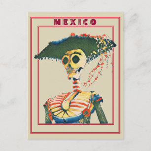 Vintager Mexiko Retro-Skull-Tag der Toten Reise Postkarte