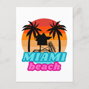 Vintager Miami Beach Florida Bewachungsturm Postkarte