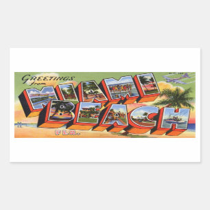 Vintager Miami- Beachaufkleber Rechteckiger Aufkleber