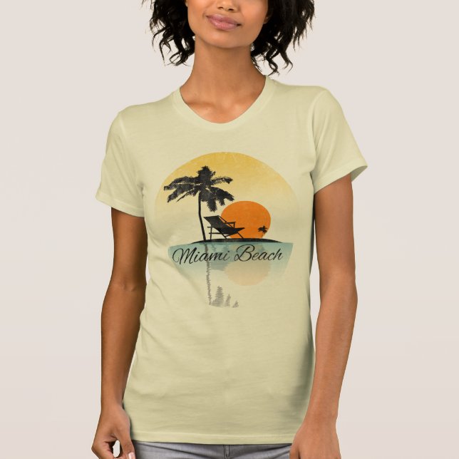 Vintager Miami- BeachPalme-Silhouette-T - Shirt (Vorderseite)