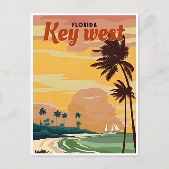 Vintager Miami Florida-Amerikas-Schlüssel West Postkarte (Vorderseite)
