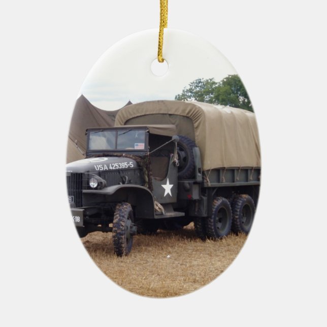 Vintager Militär-LKW Keramikornament (Vorne)