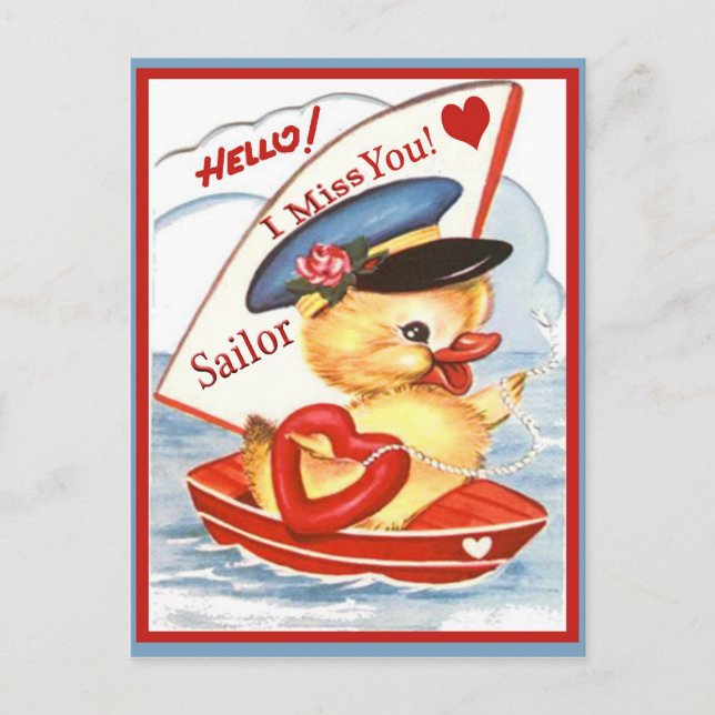 Vintager Militärhallo! Ich vermisse deine Postkart Postkarte (Vorderseite)