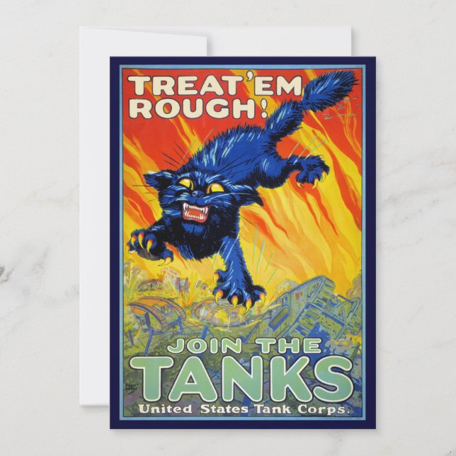 Vintager militärischer Krieg mit einer wilden Katz (Vorderseite)
