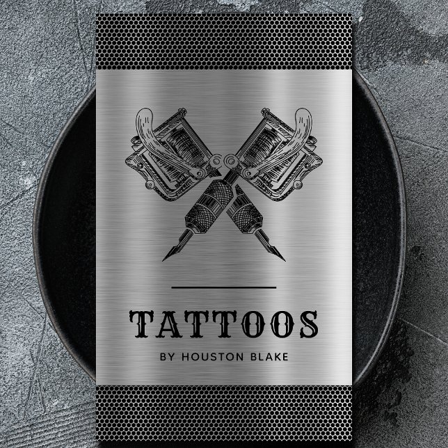 Vintager Minimalistischer Monochrome Tattoo Artist Visitenkarte (Von Creator hochgeladen)