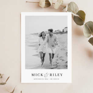 Vintager Minimalistischer Text und Foto Hochzeit Save The Date