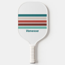 Vintager Minze Regenbogen durch Streifen mit Namen Pickleball Schläger