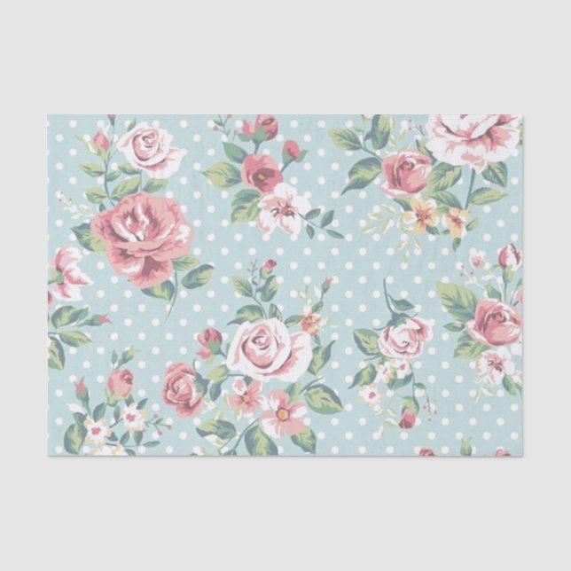 Vintager mit Blumendruck Seidenpapier (Vorderseite)