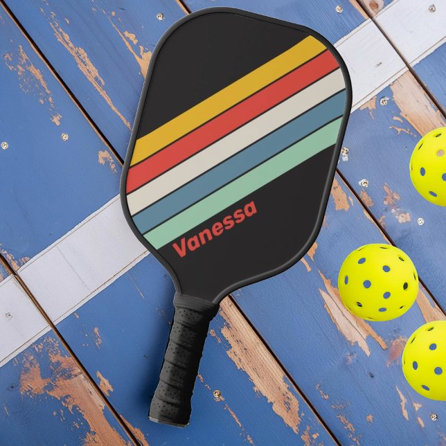 Vintager Mitternachtsstreifen mit Namen Pickleball Schläger (Von Creator hochgeladen)