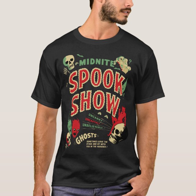 Vintager Mittlerer Spook-Show-Poster T-Shirt (Vorderseite)