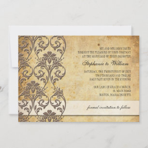 Vintager Mocha-Blumenwirl Einladung zur Hochzeit