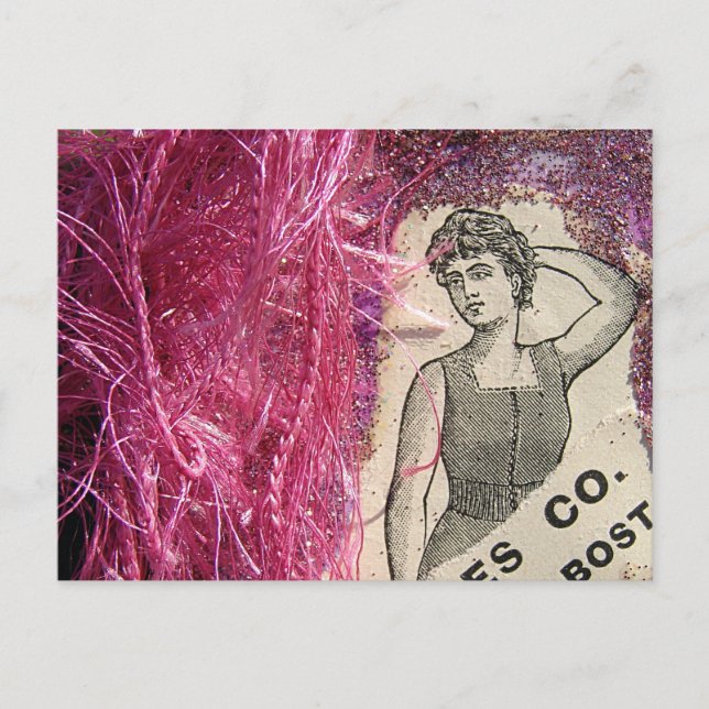Vintager Mode-Rosa Postkarte (Vorderseite)
