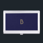 VINTAGER MODERNER GOLD- UND NAVEN-MONOGRAM-Kartenf Visitenkarten Dose<br><div class="desc">Koordiniert mit den VINTAGEN MODERN GOLD und NAVY INITIAL MONOGRAM LOGO Business Card Templates. © 1201AM CREATIVE</div>