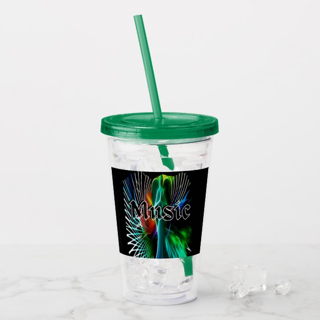 Vintager moderner Musik Acryltrinkbecher (Vorderseite Ice)