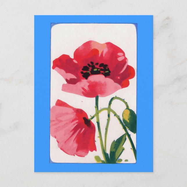 Vintager Mohndruck Postkarte (Vorderseite)
