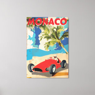 VINTAGER MONACO RACING REISEPOSTER LEINWANDDRUCK