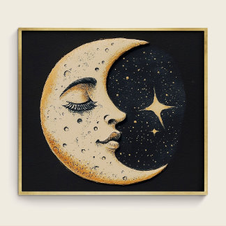 Vintager Mond - Schlafmond - Dunkelblau Poster