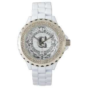 Vintager monogramm Buchstabe C Armbanduhr