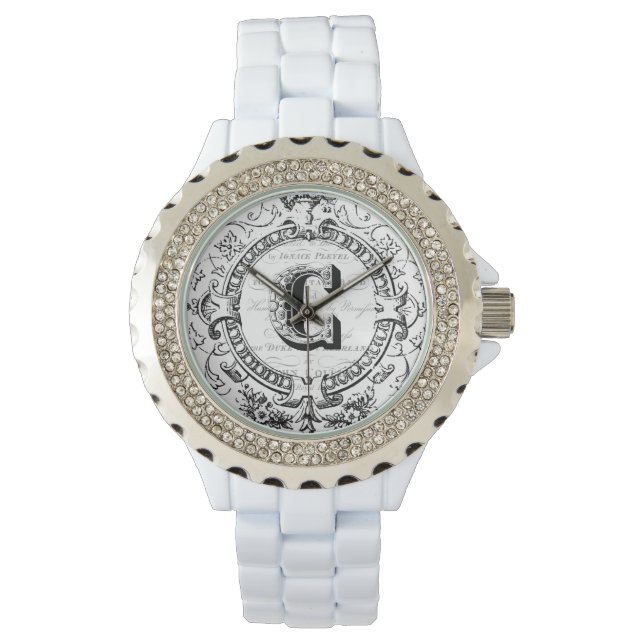 Vintager monogramm Buchstabe C Armbanduhr (Vorderseite)