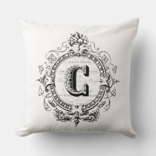 Vintager monogramm Buchstabe C Kissen