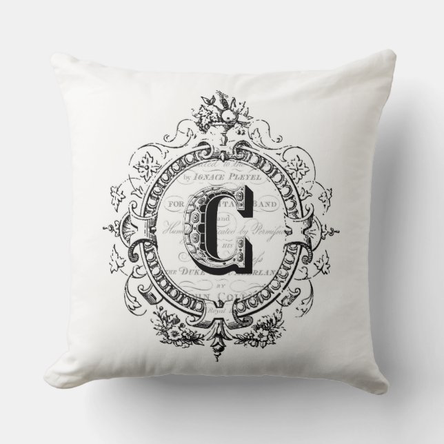 Vintager monogramm Buchstabe C Kissen (Vorderseite)