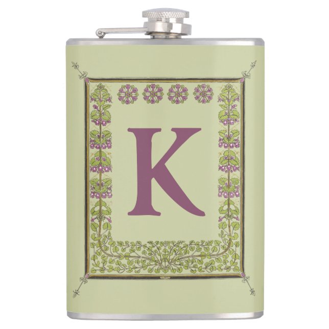 Vintager Monogramm-Letter-Rahmen Flachmann (Vorderseite)