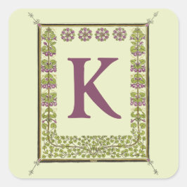 Vintager Monogramm-Letter-Rahmen Quadratischer Aufkleber