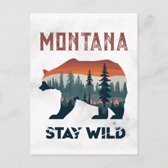 Vintager Montana Bär Bleibe Wilde Reise Postkarte (Vorderseite)