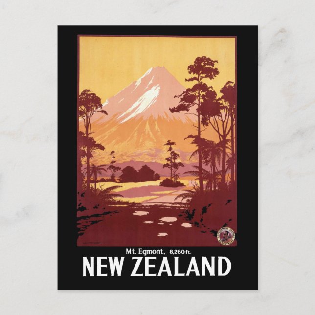 Vintager Monte Egmont Neuseeland Postkarte (Vorderseite)