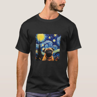 Vintager Mops Hund Rasse Starry Night Niedlich Wel T-Shirt