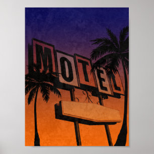Vintager Motel-Zeichen-Sonnenuntergang Poster