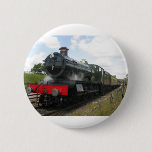 Vintager Motor, alter Eisenbahnzug Button