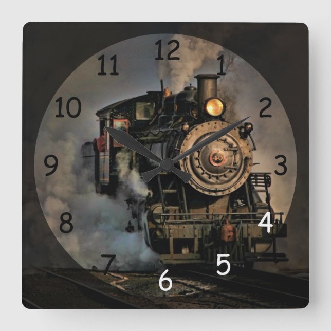 Vintager Motor Quadratische Wanduhr (Vorderseite)