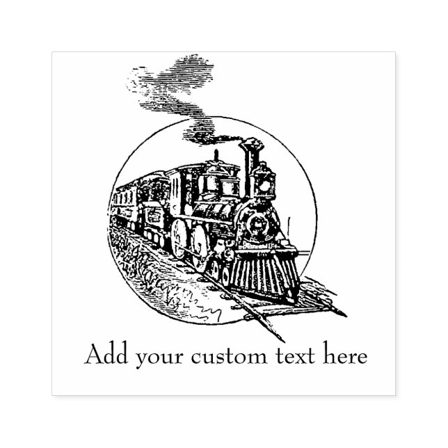 Vintager Motor-Triebzug mit Text Gummistempel (Prägung)