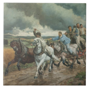 Vintager Motor (von Eugène Burnand) Fliese
