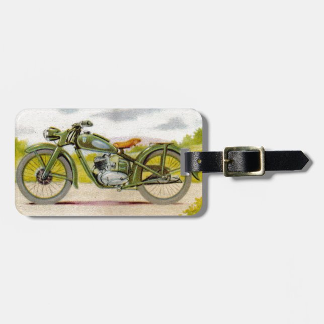 Vintager Motorrad-Druck Gepäckanhänger (Vorderseite horizontal)