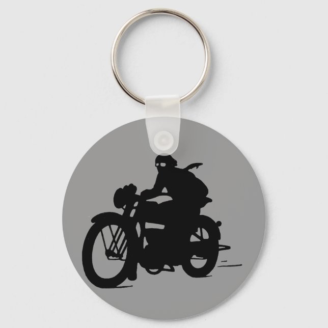 Vintager Motorrad Man Silhouette Klassischer Schlü Schlüsselanhänger (Vorderseite)