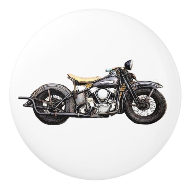 Vintager Motorradfahrer Cooler Schubladen Keramikknauf (Vorderseite)