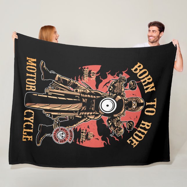 Vintager Motorradfahrer Fleecedecke (Beispiel)