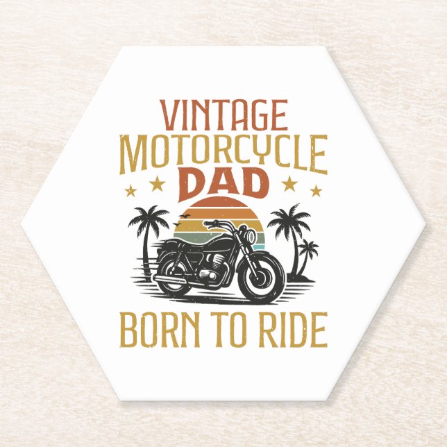 Vintager Motorradpapa geboren Untersetzer (Vorderseite)