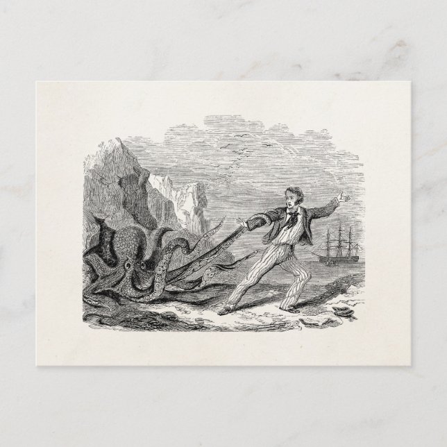 Vintager Mr. Beale Pouple Octopus Template Blank Postkarte (Vorderseite)