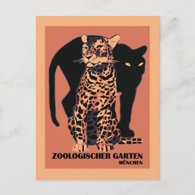 Vintager Münchner Zoo Postkarte (Vorderseite)